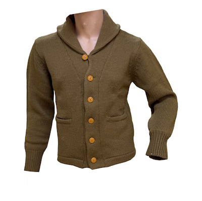 US Classic Cardigan Wool Sweater with Shawl Collar