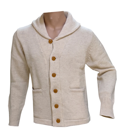 US Classic Cardigan Wool Sweater with Shawl Collar